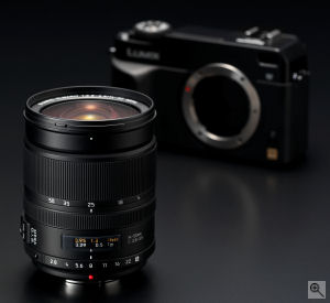 Panasonic's Lumix DMC-L1 digital SLR. Courtesy of Panasonic, with modifications by Michael R. Tomkins. Click for a bigger picture!