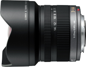 Panasonic's Lumix G Vario 7-14mm F4.0 Asph. lens. Photo provided by Panasonic Consumer Electronics Co. Click for a bigger picture!