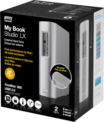 WD's My Book Studio LX product packaging, two terabyte version. Photo provided by Western Digital Corp. Click for a bigger picture!