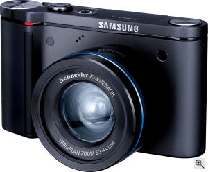 Samsung's NV7 digital camera. Courtesy of Samsung, with modifications by Michael R. Tomkins. Click for a bigger picture!
