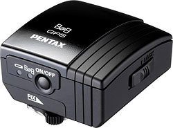 Pentax's O-GPS1 GPS receiver. Photo provided by Pentax Imaging Co. Click for a bigger picture!