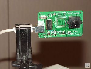 OmniVision's 1.3 megapixel webcam reference design, shown close-up. All rights reserved. Click for a bigger picture!