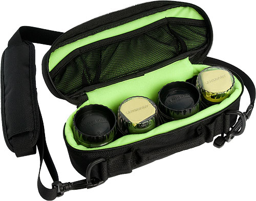 Lensbaby's System Bag will fit the Composer (with or without Tilt Transformer), Control Freak, Muse, or Scout optics. Photo provided by Lensbaby Inc. Click for a bigger picture!