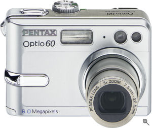 Pentax's Optio60 digital camera. Courtesy of Pentax, with modifications by Michael R. Tomkins.