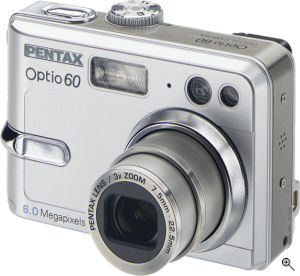 Pentax's Optio60 digital camera. Courtesy of Pentax, with modifications by Michael R. Tomkins.