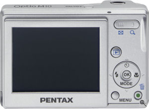 Pentax's Optio M10 digital camera. Courtesy of Pentax, with modifications by Michael R. Tomkins. Click for a bigger picture!