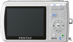 Pentax's Optio M40 digital camera. Courtesy of Pentax, with modifications by Michael R. Tomkins. Click for a bigger picture!