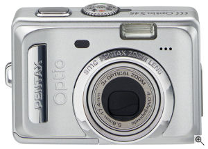 Pentax's Optio S45 digital camera. Courtesy of Pentax, with modifications by Michael R. Tomkins. Click for a bigger picture!