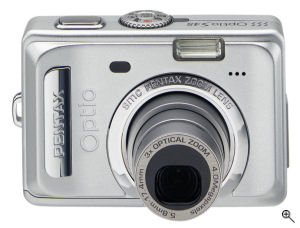 Pentax's Optio S45 digital camera. Courtesy of Pentax, with modifications by Michael R. Tomkins. Click for a bigger picture!