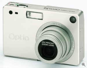 Pentax's Optio S4 digital camera. Courtesy of Pentax, with modifications by Michael R. Tomkins. Click for a bigger picture!