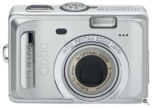Pentax's Optio S55 digital camera. Courtesy of Pentax, with modifications by Michael R. Tomkins. Click for a bigger picture!