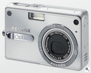 Pentax's Optio S5z digital camera. Courtesy of Pentax, with modifications by Michael R. Tomkins. Click for a bigger picture!