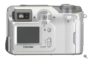 Toshiba's PDR-2300 digital camera. Courtesy of Toshiba, with modifications by Michael R. Tomkins. Click for a bigger picture