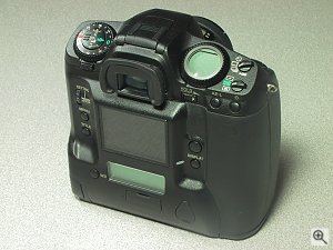 Pentax's as-yet unnamed SLR digital camera. Copyright (c) 2001, Michael R. Tomkins, all rights reserved. Click for a bigger picture!