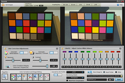 SoftColor's PhotoEQ app has been updated to use the Color Correction Engine V4... Screenshot provided by SoftColor Oy. Click for a bigger picture!