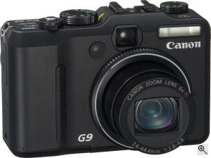 Canon's PowerShot G9 digital camera. Courtesy of Canon, with modifications by Michael R. Tomkins. Click for a bigger picture!