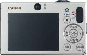 Canon's PowerShot SD1000 Digital ELPH digital camera. Courtesy of Canon, with modifications by Michael R. Tomkins. Click for a bigger picture!