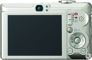 Canon's PowerShot SD450 digital camera. Courtesy of Canon, with modifications by Michael R. Tomkins. Click for a bigger picture!