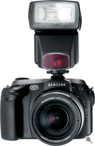 Samsung's Pro815 digital camera. Courtesy of Samsung, with modifications by Michael R. Tomkins. Click for a bigger picture!