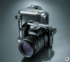 Samsung's Pro815 digital camera. Courtesy of Samsung, with modifications by Michael R. Tomkins. Click for a bigger picture!