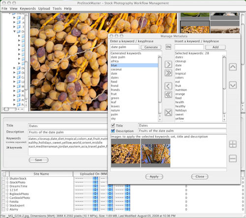 ProStockMaster interface, Mac OS X version. Screenshot provided by Pixamba Ltd. Click for a bigger picture!