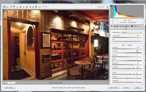Camera Raw 6.0 plugin dialog. Screenshot provided by Adobe Systems Inc. Click for a bigger picture!