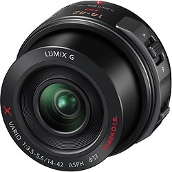 The Panasonic LUMIX G X VARIO PZ 14-42mm F3.5-5.6 ASPH. POWER O.I.S. lens, shown extended. Photo provided by Panasonic Consumer Electronics Co. Click for a bigger picture!