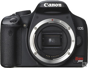 Canon's EOS Rebel XSi digital SLR. Courtesy of Canon, with modifications by Michael R. Tomkins. Click for a bigger picture!
