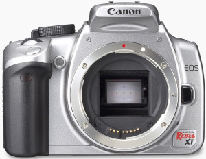 Canon's EOS Digital Rebel XT. Courtesy of Canon, with modifications by Michael R. Tomkins. Click for a bigger picture!