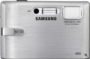 Samsung's i85 digital camera. Courtesy of Samsung, with modifications by Michael R. Tomkins. Click for a bigger picture!