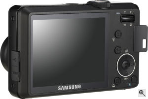Samsung's S1050 digital camera. Courtesy of Samsung, with modifications by Michael R. Tomkins. Click for a bigger picture!