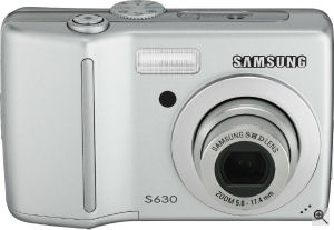 Samsung's S630 digital camera. Courtesy of Samsung, with modifications by Michael R. Tomkins. Click for a bigger picture!