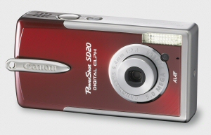 Canon's PowerShot SD20 Digital ELPH. Courtesy of Canon, with modifications by Michael R. Tomkins. Click for a bigger picture!