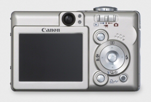 Canon's PowerShot SD300 Digital ELPH. Courtesy of Canon, with modifications by Michael R. Tomkins. Click for a bigger picture!
