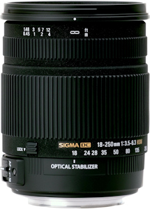 Sigma's 18-250mm F3.5-6.3 DC OS HSM lens (Sigma mount version shown). Photo provided by Sigma Corp. Click for a bigger picture!