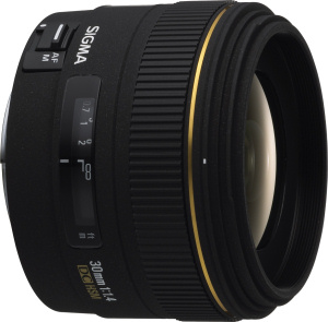 Sigma's 30mm F1.4 EX DC HSM lens. Courtesy of Sigma, with modifications by Michael R. Tomkins. Click for a bigger picture!