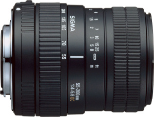 Sigma's 55-200mm F4–5.6 DC lens. Courtesy of Sigma, with modifications by Michael R. Tomkins. Click for a bigger picture!