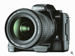 Sigma's SD9 digital camera. Courtesy of Sigma Corporation, with modifications by Michael R. Tomkins. Click for a bigger picture!