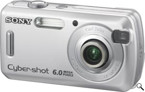 Sony's Cyber-shot DSC-S600 digital camera. Courtesy of Sony, with modifications by Michael R. Tomkins. Click for a bigger picture!