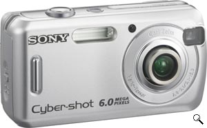Sony's Cyber-shot DSC-S600 digital camera. Courtesy of Sony, with modifications by Michael R. Tomkins. Click for a bigger picture!