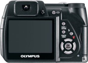 Olympus' SP-500 UltraZoom digital camera. Courtesy of Olympus, with modifications by Michael R. Tomkins. Click for a bigger picture!