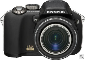 Olympus' SP-560 Ultra Zoom digital camera. Courtesy of Olympus, with modifications by Michael R. Tomkins. Click for a bigger picture!