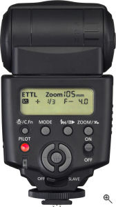 Canon's Speedlite 430EX flash strobe. Courtesy of Canon, with modifications by Michael R. Tomkins. Click for a bigger picture!