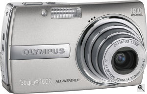 Olympus' Stylus 1000 digital camera. Courtesy of Olympus, with modifications by Michael R. Tomkins. Click for a bigger picture!