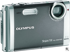 Olympus' Stylus 730 digital camera. Courtesy of Olympus, with modifications by Michael R. Tomkins. Click for a bigger picture!