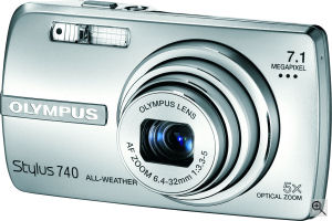 Olympus' Stylus 740 digital camera. Courtesy of Olympus, with modifications by Michael R. Tomkins. Click for a bigger picture!