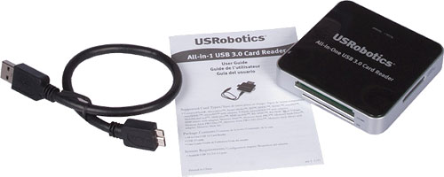 The USRobotics USR8420 All-in-One USB 3.0 Card Reader / Writer. Photo provided by USRobotics Corp. Click for a bigger picture!