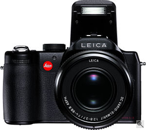 Leica's V-LUX 1 digital camera. Courtesy of Leica, with modifications by Michael R. Tomkins. Click for a bigger picture!