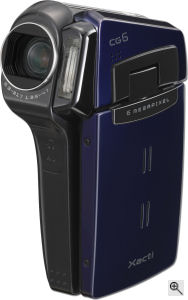 Sanyo's Xacti VPC-CG6 digital camera. Courtesy of Sanyo, with modifications by Michael R. Tomkins. Click for a bigger picture!