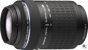 Olympus' Zuiko 70-300mm lens. Courtesy of Olympus, with modifications by Michael R. Tomkins. Click for a bigger picture!